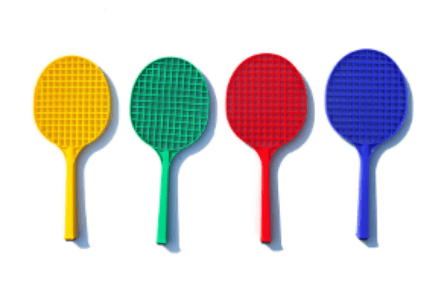 4 Pack of Sturdy Plastic Tennis Rackets